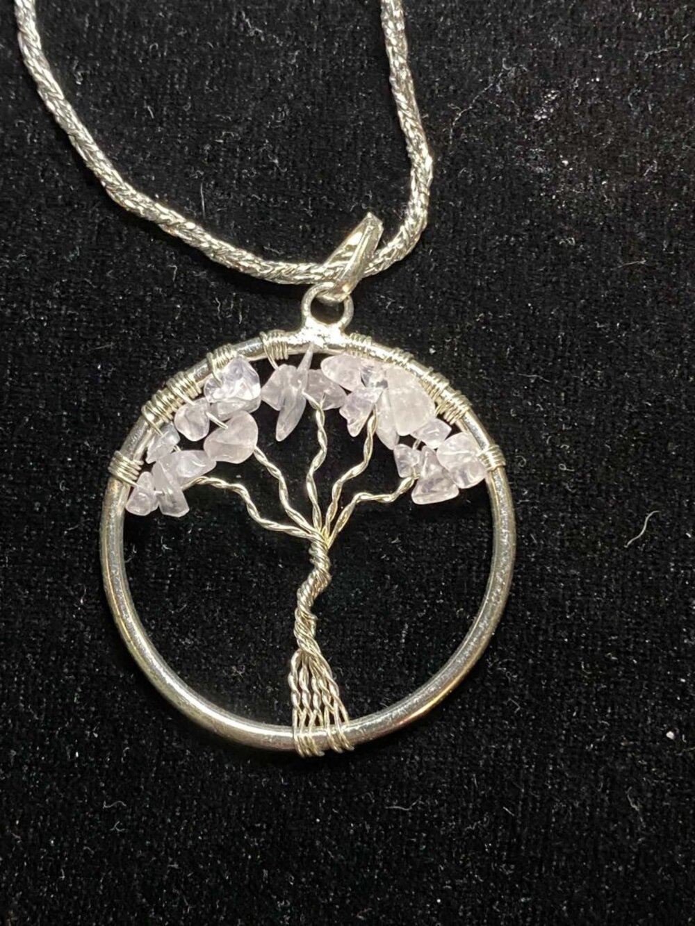Sarah Coventry Tree of Life Twisted White Quartz Crystal Round Pendant Necklace